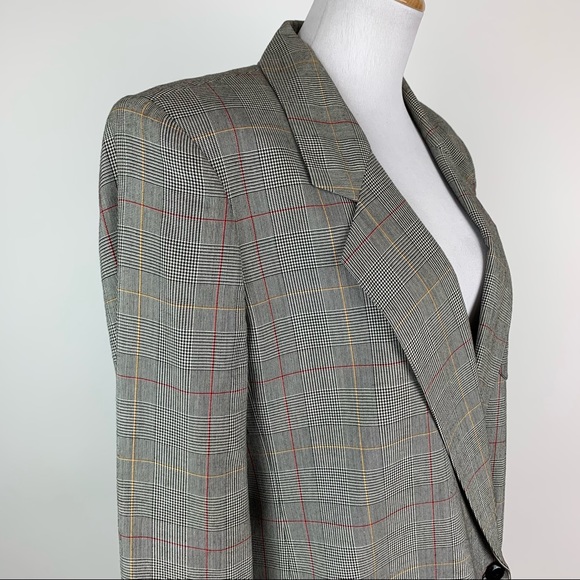 Vintage Jones Wear Plaid Double Breasted Blazer Sz 8 - Picture 6 of 14